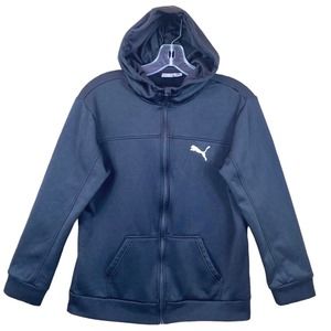 PUMA GIRL’S HOODIE SWEATSHIRT SIZE L BLACK LONG SLEEVES ZIP CLOSURE FRONT POCKET